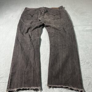 Y2K 2000s Levis 501 Straight Jeans Women 32x25 Raw Hem Black Hamilton Button Fly